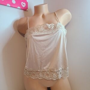 VTG Christian Dior Silky Sheer Nylon & Lace Nude Camisole Size M